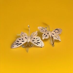 Set of 2 Vintage Pier 1 Metal Butterfly Wall Hangers